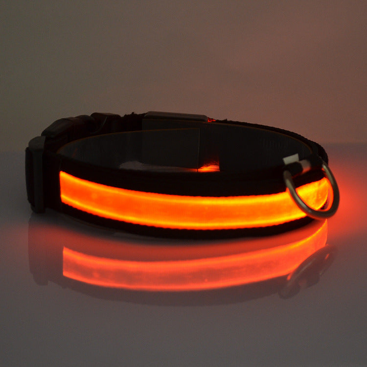 Verstellbares Hundehalsband mit LED-Licht und Reflektor