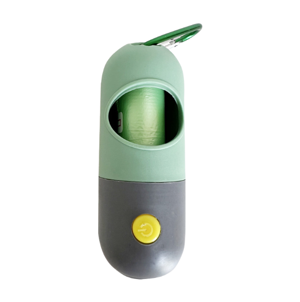 Smart container with LED flashlight and waste bags