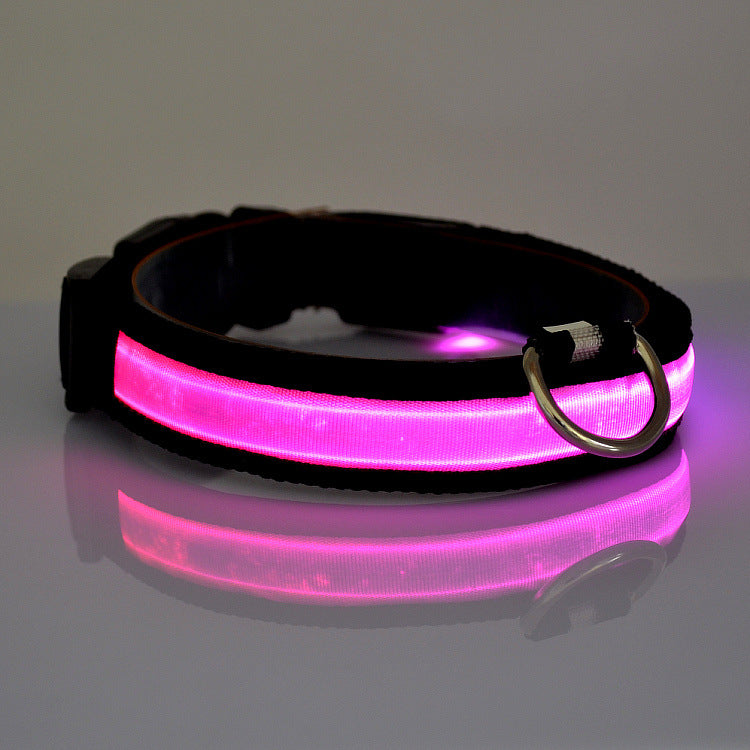 Verstellbares Hundehalsband mit LED-Licht und Reflektor