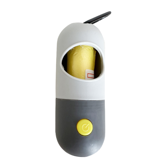 Smart container with LED flashlight and waste bags