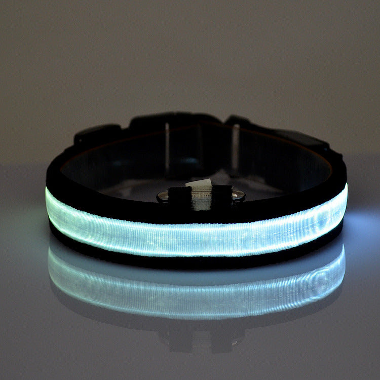 Verstellbares Hundehalsband mit LED-Licht und Reflektor