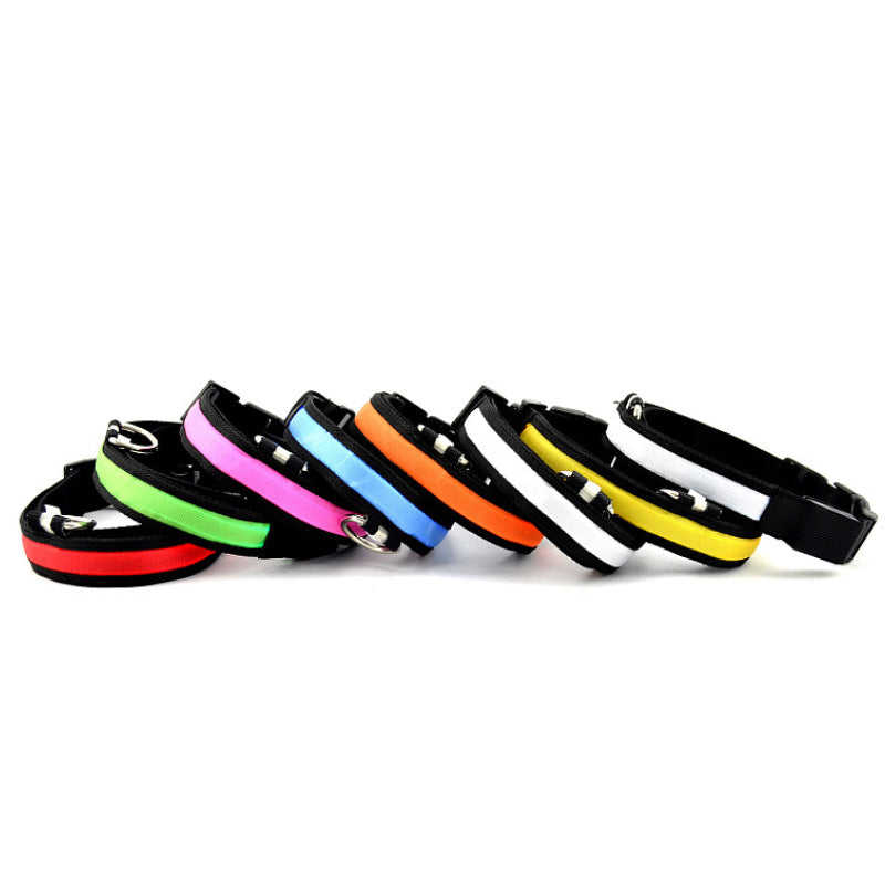 Verstellbares Hundehalsband mit LED-Licht und Reflektor