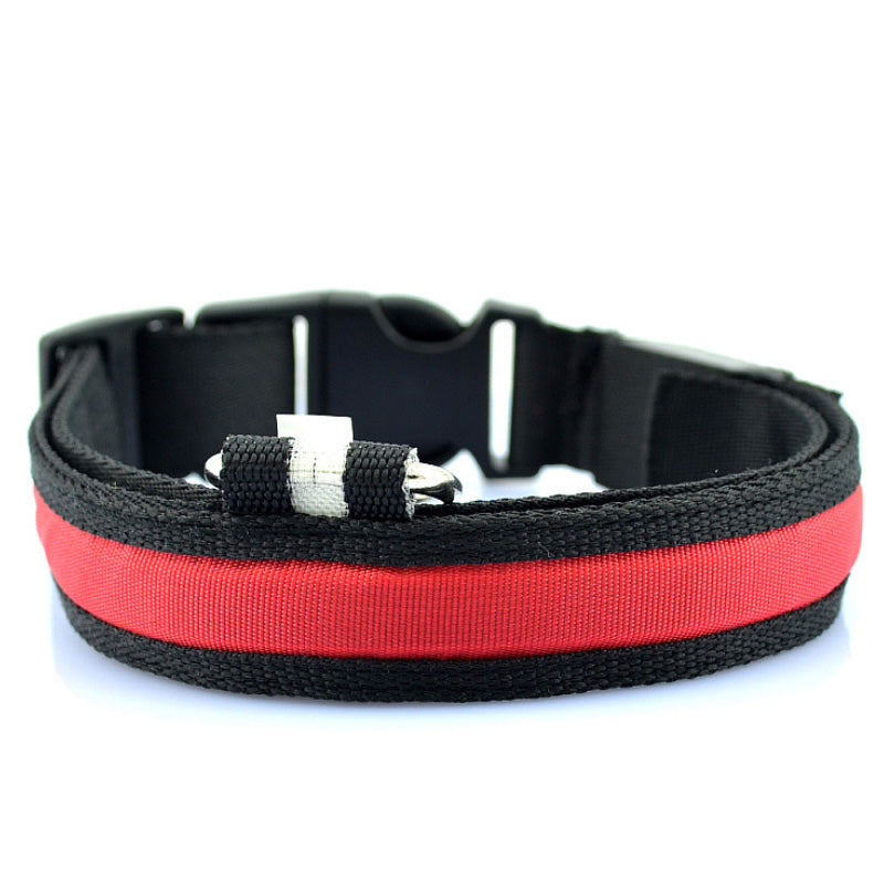 Verstellbares Hundehalsband mit LED-Licht und Reflektor