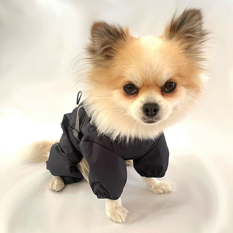Rain jacket with built-in harness and practical features