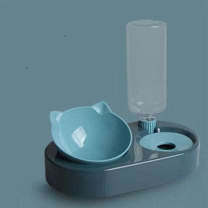 2-in-1 food bowl set with water dispenser