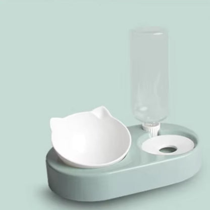 2-in-1 food bowl set with water dispenser