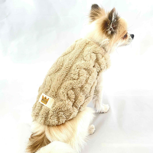 Cuddly cable-knit dog vest