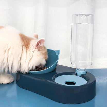 2-in-1 food bowl set with water dispenser