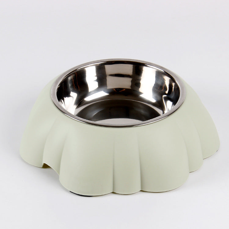 Stainless steel food bowl with sturdy base