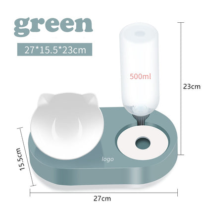 2-in-1 food bowl set with water dispenser