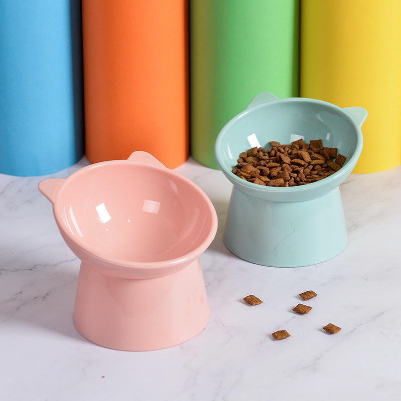 Raised food bowl on foot in sweet colors