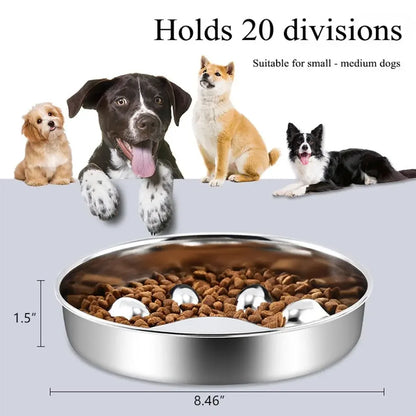 Slow feeder stainless steel food bowl