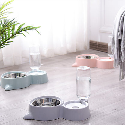 2-in-1 food bowl set with water dispenser