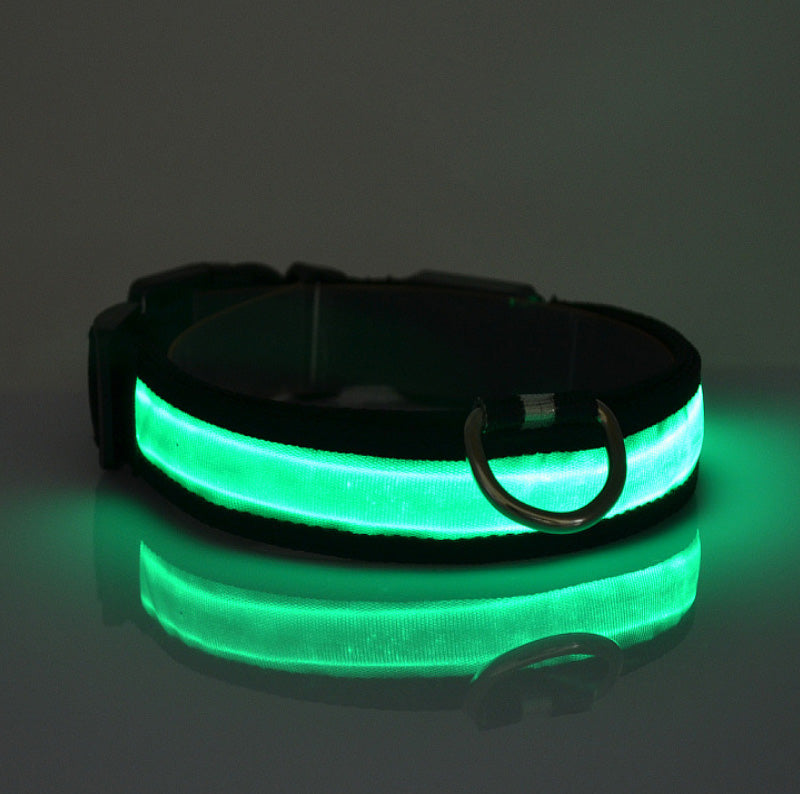 Reglerbart hundhalsband med LED ljus och reflex