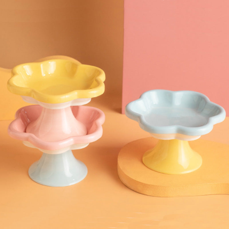 Three-colored ceramic flower bowl