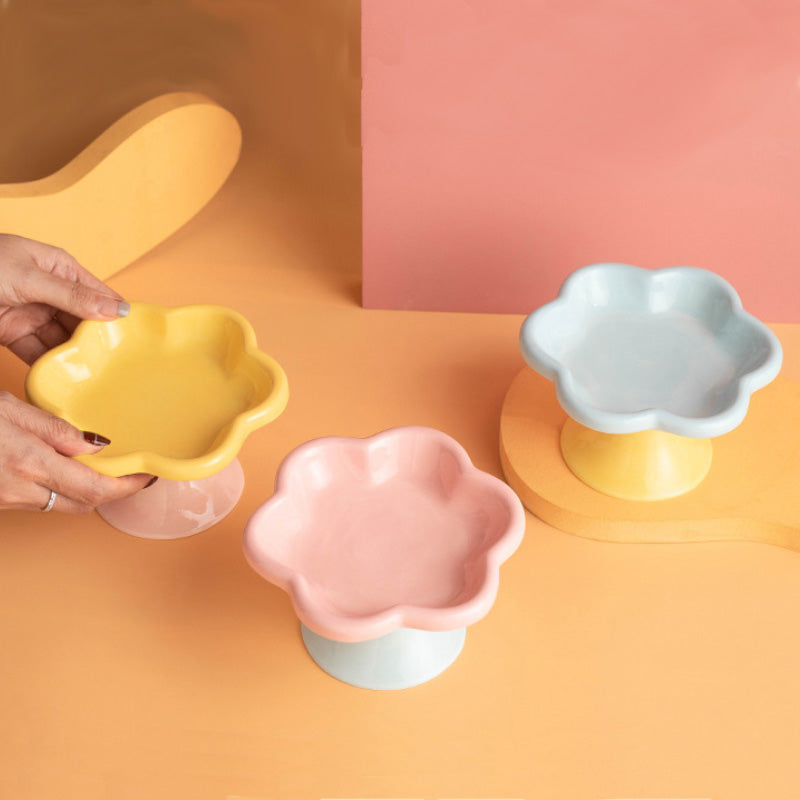 Three-colored ceramic flower bowl