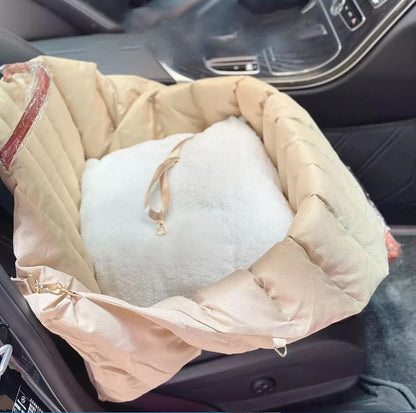 2-in-1 padded dog bag that easily converts into a comfortable car bed