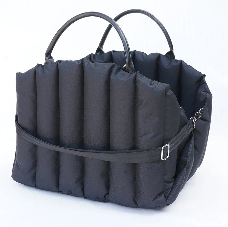 2-in-1 padded dog bag that easily converts into a comfortable car bed