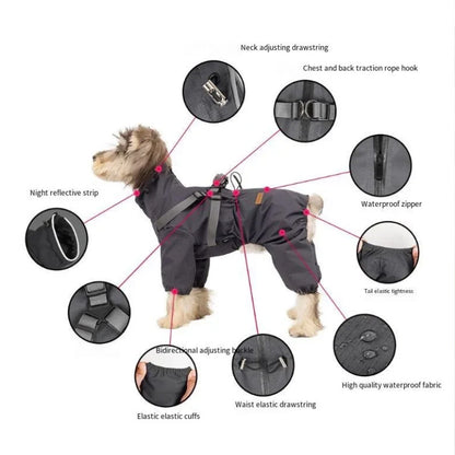 Rain jacket with built-in harness and practical features