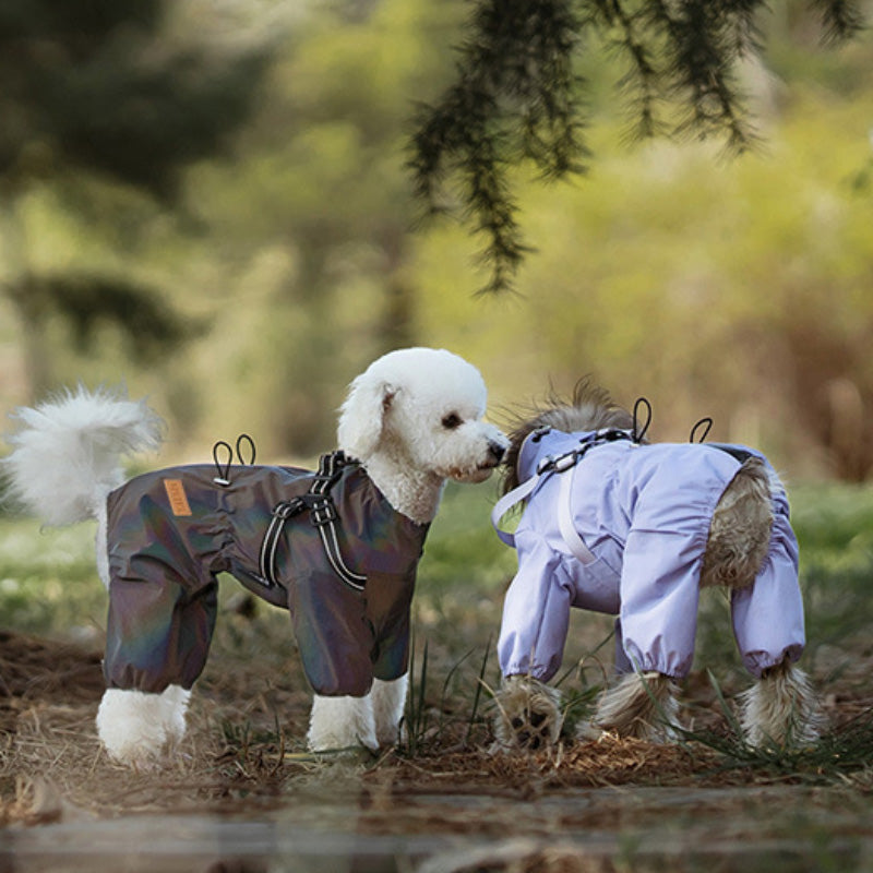 Rain jacket with built-in harness and practical features