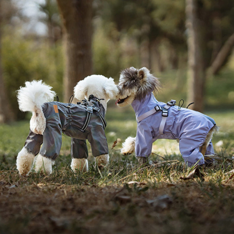 Rain jacket with built-in harness and practical features