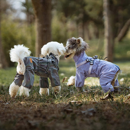Rain jacket with built-in harness and practical features