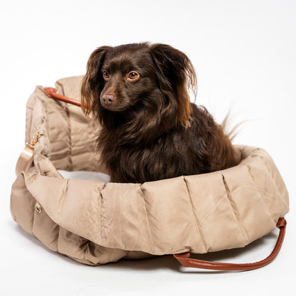 2-in-1 padded dog bag that easily converts into a comfortable car bed